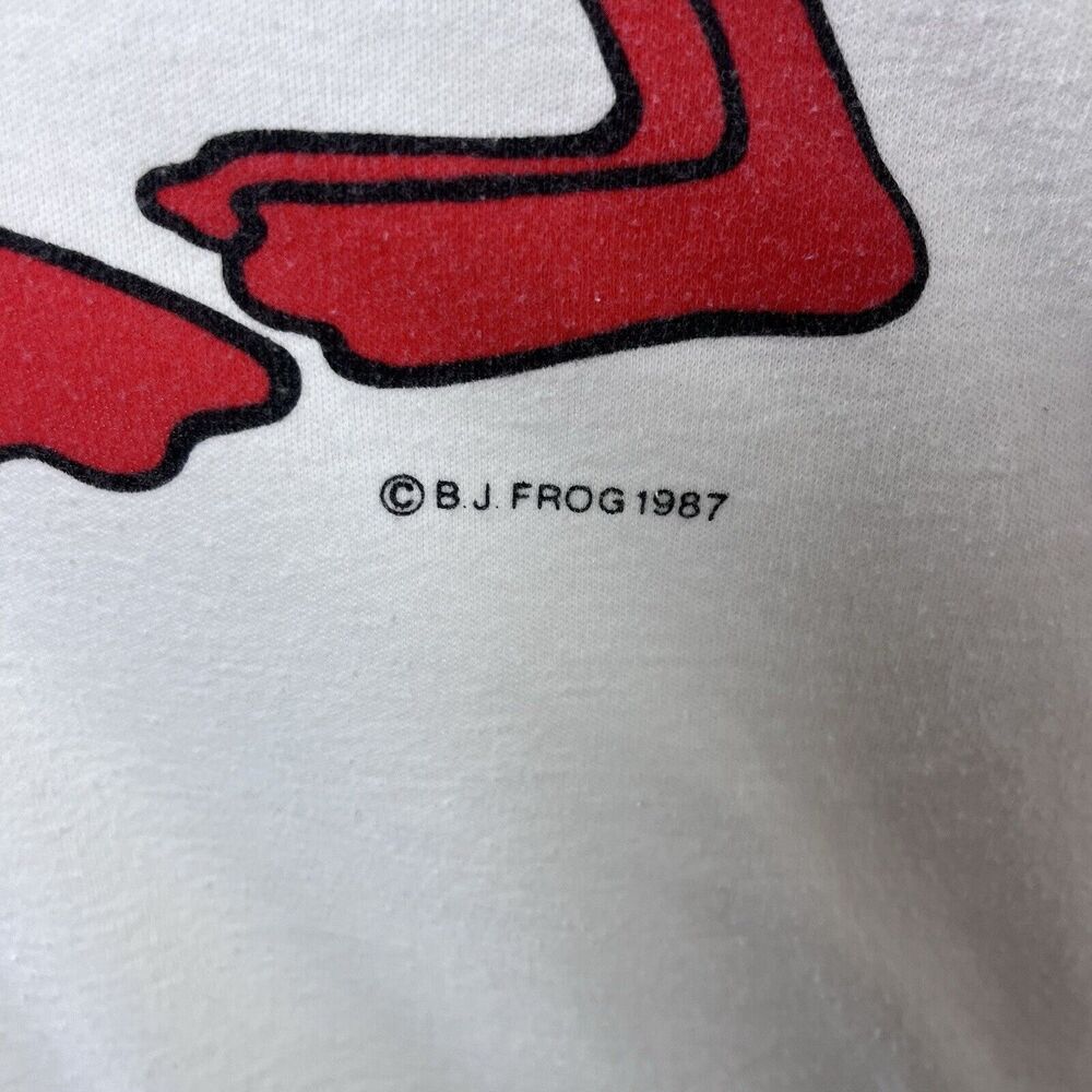 Vintage BJ Frog Sleep Shirt Womens Medium 80s Ducks Sailor Nautical Stripe Retro - Picture 5 of 11